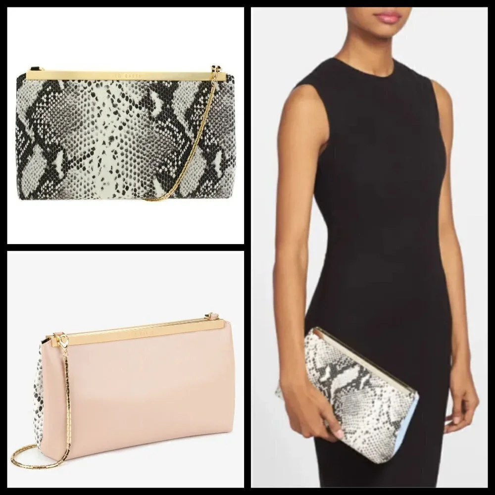 💕TED BAKER Reni Exotic Embossed Snakeskin Clutch